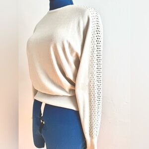 Carmen Cream sweater with embellished Dolman Sleeves